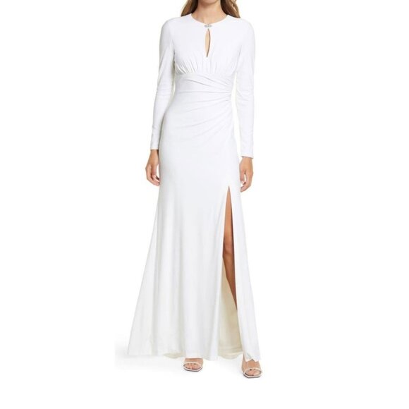 Vince Camuto Womens Keyhole Long Sleeves Dress Color Ivory Size 2 - Picture 1 of 4